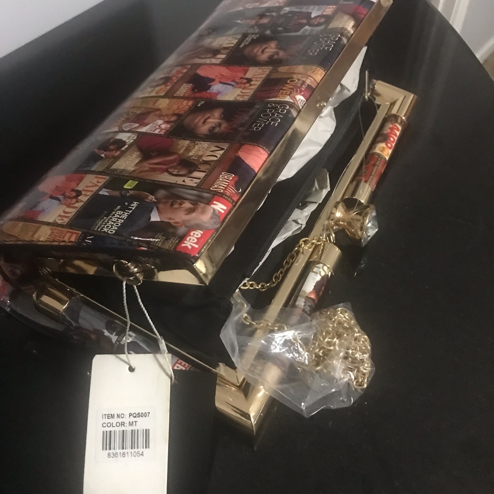 Gold and Multicolor Clutch with Chain